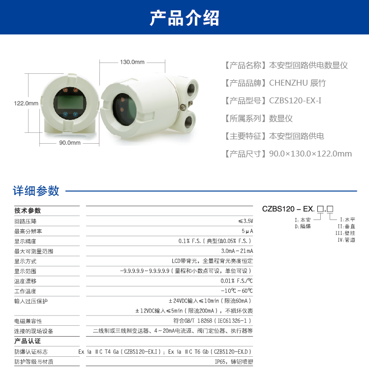 本安型回路供电数显仪