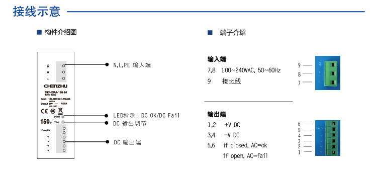 导轨型开关电源150W/24V输出
