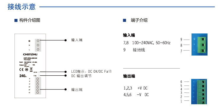 导轨型开关电源240W/24V输出