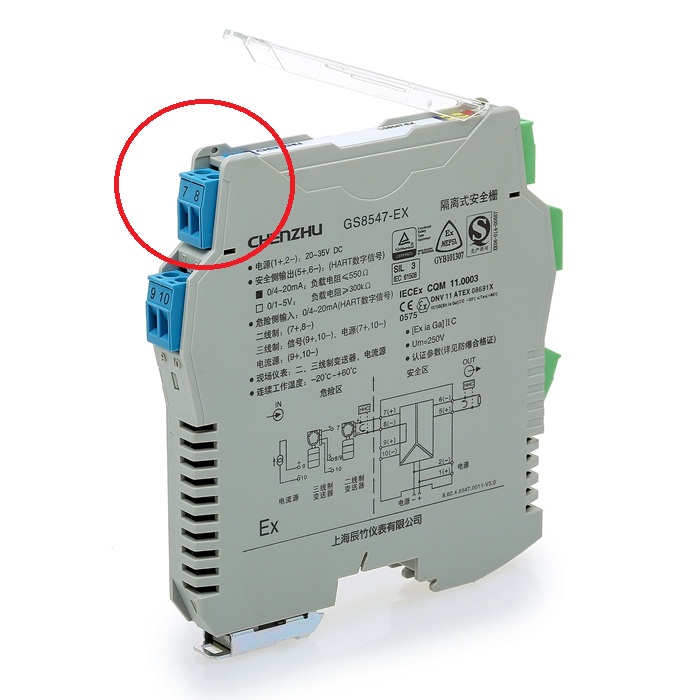 二线制变送器（无源信号）如何连接到安全栅？_GS8547-EX