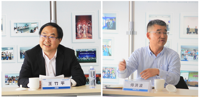 图左为辰竹仪表王竹平,图右为华东理工大学侍洪波