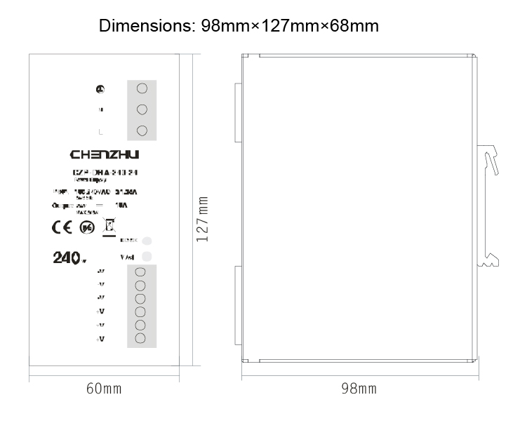 DIN Rail Tpye Power Supply 240W/24V Output