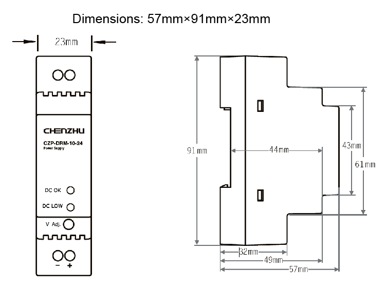 DIN Rail Tpye Power Supply 10W/24V Output