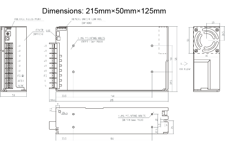 Direct Mout Type Power Supply 300W/24V Output